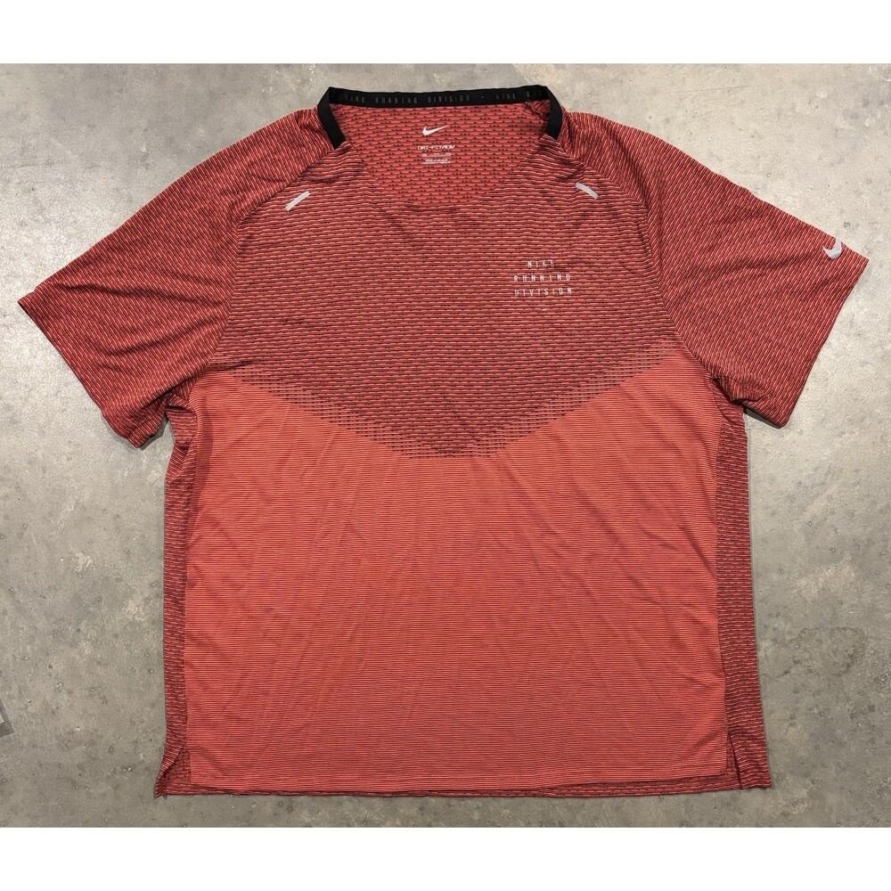 Nike Dri-FIT ADV Mens 2XL Shirt Running Division Techknit Red Short Sleeve Tee